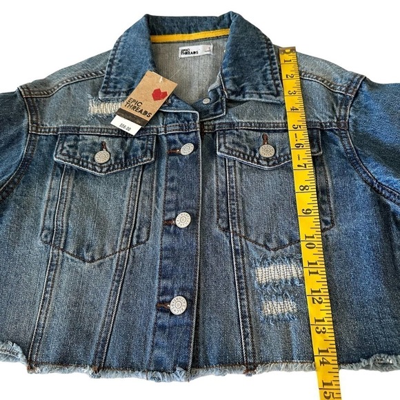 NWT Epic Threads Raw Hem Cropped Denim Jacket Girls Small - Picture 6 of 8